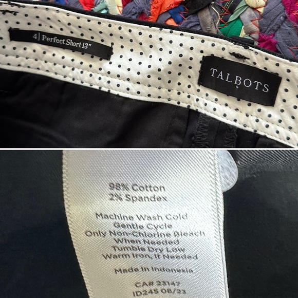 Talbots Black Perfect Short 13” Women's Size 4 Preppy Chino Classic Modest - Picture 14 of 14